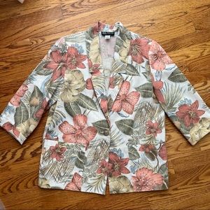 BLOCK ISLAND Petite BY MARINA PAPPAS BLAZER JACKET Sz 10 Multicolor Floral Print